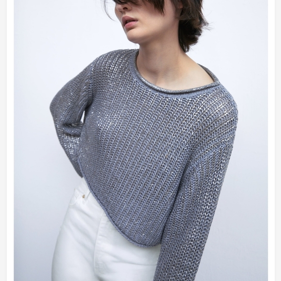 Zara Sweaters - NWT Zara Blogger Favorite Metallic Thread Knit Sweater Size Large